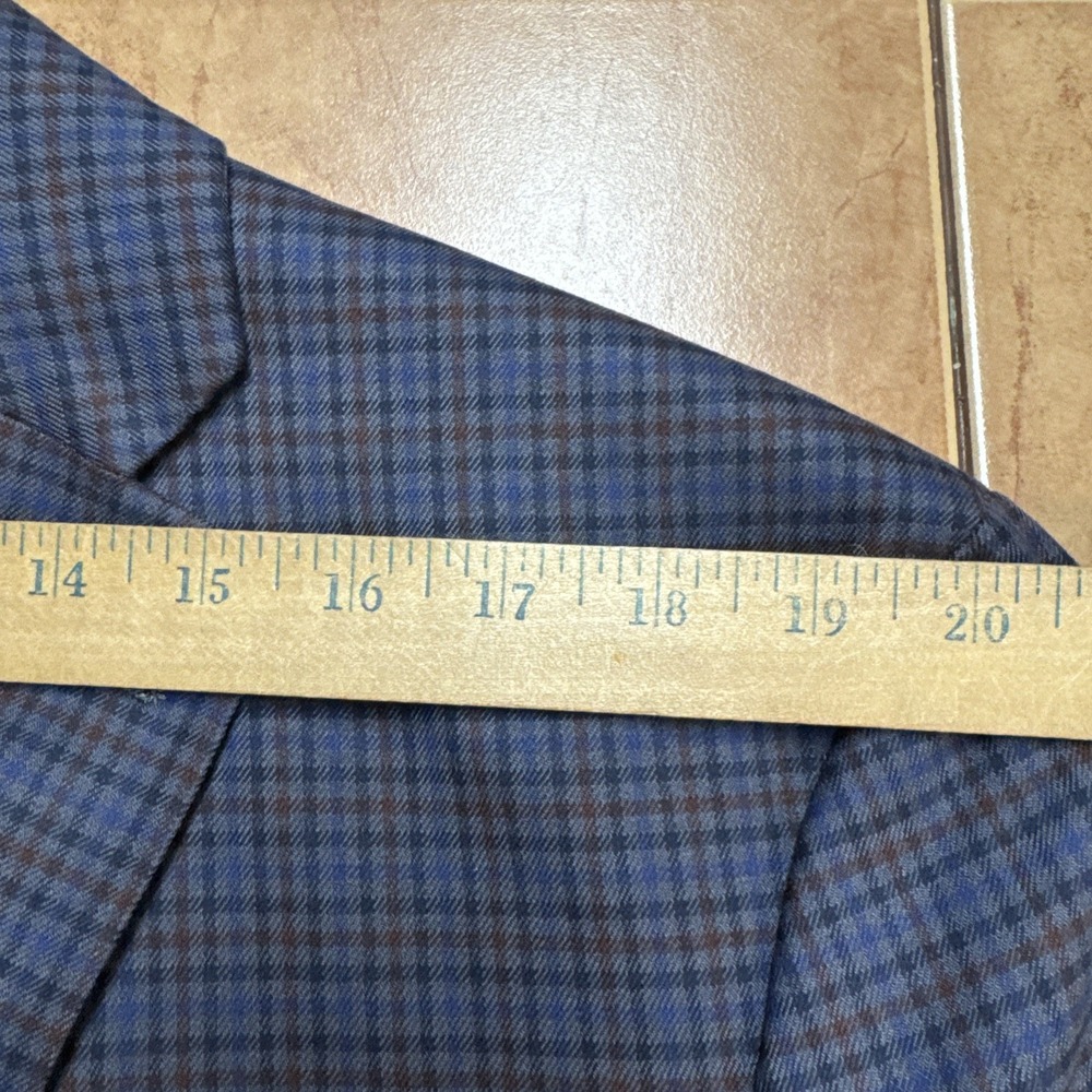 Izod Blazer Sz 46L Blue Multi Color Windowpane Plaid Preppy Sports Coat Jacket - Picture 9 of 12